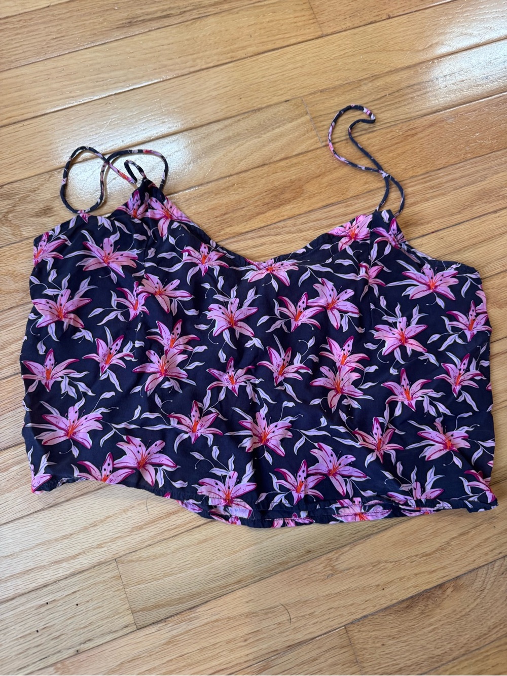 acacia swimwear Black with Pink Floral Trim Cover-Up